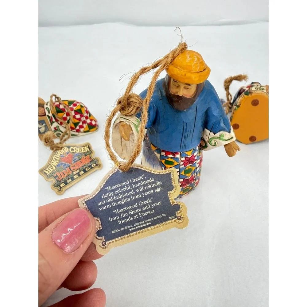 Jim Shore Heartwood Creek Nativity Ornament Set 3 Piece 'Joy to The World' XMAS